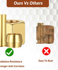 Brass 1/4 in compression fittings kit with sleeves, ferrules, nuts; shows gold fittings vs brown rusted versions