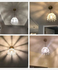 Glass Pendant Lamp Crystal Pendant Light Shade Ceiling Light Chandelier Ceiling Lamp Bedside Lamp for Bedroom, Hallway, Dining Room, Porch, showcasing various light patterns.