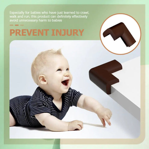 Baby near furniture with Durable Corner Guards For Furniture And Fireplaces 12 Pack Brown NBR Shock Absorbing Edge Protectors