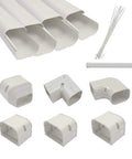 3 Inch PVC Line Set Cover Kit 11.3 Feet Tubing Cover For Mini Split Central Air Conditioning system components displayed.