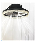 Chandelier, ARLGSITE 16" Smart Silent Ceiling Fan with Light -Acrylic Flush Mount LED Lamp with Hidden Blades shown from below.