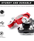 Battle Tested Aluminum Battery Terminal Connectors Keeps Rust At Bay Fits Like A Glove Over Positive And Negative Posts For Rides That Hit Hard Ready To Crank Pack Of Four, red and black durable connectors.