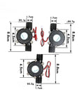 Dimensions of Mini Micro Hydro Water Flow Generator Kit 80V 12V 5V 10W Turbine for Small Rivers and Streams shown with markings.