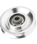 Heavy Duty Aluminum Alloy Fitness Pulley for Strength Training, Durable, Lightweight Exercise Hardware, 80mm Diameter, Easy Install, Perfect Home Gym Accessory for Crossfit and Resistance Workouts, silver pulley close-up