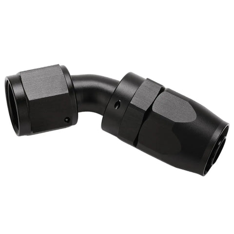 AN10 45 Degree Swivel Hose End Fitting Aluminum Black For Stainless And Nylon Braided Hose 6061-T6 Billet Aluminum Anodized 7/8-14 UNF