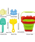 Foldable Bucket And Shovel Tools Kit For Kids Sand Toys With Animal Design Five Piece Travel Beach Set