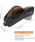 Dead Simple One Handed Automatic Tape Dispenser With Concealed Safety Cutter And Smooth Portable Grip For Quick Office Or Home Packing Tasks Includes Two Bonus Gray Rolls side view displaying color options and dimensions