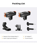 Magnetic Quick Release Adapter Mount For DJI Osmo Action 3 4 5 Pro Two Pack showing bases, 1/4 inch adapter, thumb screws