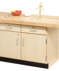 Sixty Four Inch Two Station Maple Top Workbench Packed With Rock Solid Cabinet Space And Smooth Gliding Dovetail Drawers Made In Usa For Trade Schools And Weekend Builders.