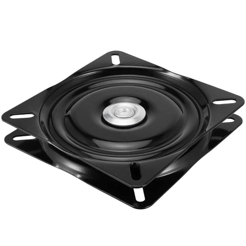 3 Pack 6 Inch Heavy Duty Bar Stool Swivel Plate Replacement Featuring 360 Degree Smooth Spin Square Base view of black swivel plate.