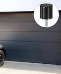 Four Pack Heavy Duty Rubber Mounts D25mm X H25mm Vibration Isolators With M6 X 18mm Studs Cylindrical Shock Absorbers For Air Compressors Cars Pumps Boats Garage Motors And More, shown on car garage door