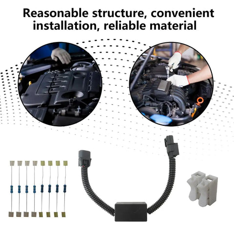 Honda VCM Muzzler Harness Disable Kit For 3.5L V6 Engine With VCM Plug And Play Replacement For Acura 2013 And Up Pilot 2009 And Up Accord 2008 And Up Ridgeline 2007 And Up Odyssey 2007 And Up, showing components and installation.