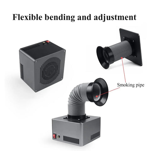 Kick Your Soldering Game Up With This Portable Fume Extractor Packing Triple Layer Filters And A Snazzy Adjustable Arm For Clean Shop Air And Happy DIY Crews showing flexible bending and adjustable smoking pipe.
