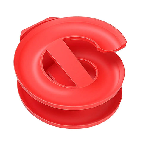 Focus on Portable Golf Ball Dispenser With Automatic Ball Delivery And Smart Tee Up System, red component detail, top view