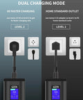 Level 2 EV Charger With App Control 32 Amp Portable J1772 Evse Nema 14 50 Plug Plus 5 15 Adapter 25 Foot Cable Smooth Operator Design showing dual charging mode.