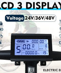 KT LCD3 Electric Bike Display Meter With Waterproof Plug For KT Controller 36V 48V 72V Conversion Kit on bike handlebar
