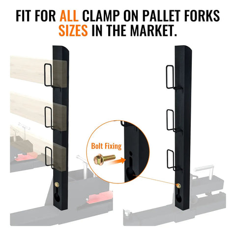 Beefy Heavy Duty Universal Anti Roll Bar For Clamp On Pallet Forks And Tractor Buckets showing bolt fixing detail