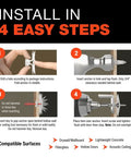 Installation steps for Heavy Duty Drywall Anchor System For Five Eighths To Three Quarters Inch Walls, One Shot Install