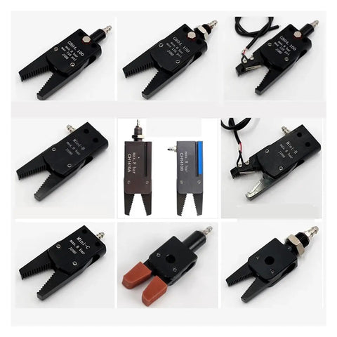 Heavy Duty Cross Cable Clamps For Pneumatic Systems, various sizes, black aluminum, designed for manipulators and spout brackets.