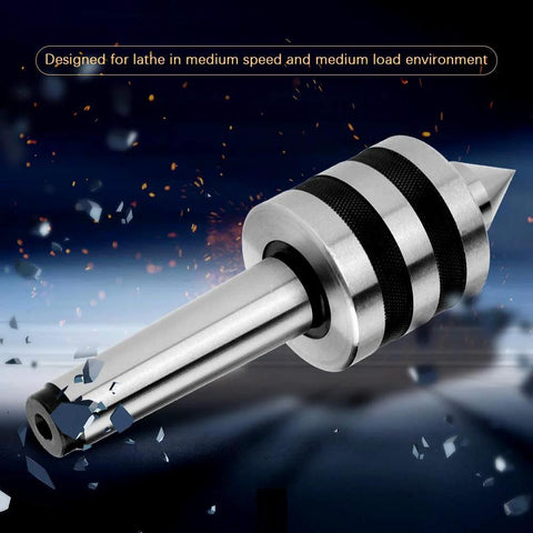 MT3 live center, heavy-duty Morse taper 3, alloy steel rotary lathe center (side view)