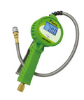 Road Ready Digital Tire Inflator With Hella Sturdy Stainless Hose And Push Lock Coupler Chuck Auto Garage Grade Air Pump Gauge for Cars and Trucks showing digital gauge and green handle.