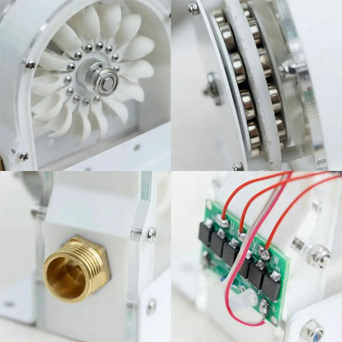 Close-up of 100W Micro Hydro Generator For Tap Water And Outdoor Power Supply, Ironless Permanent Magnet Disc Turbine