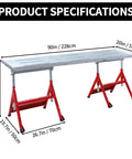 Heavy Duty Steel Welding Workbench Rig With Adjustable Height And Angle Foldable Shop Station Rolling On Smooth Casters dimensions 90x20 inches
