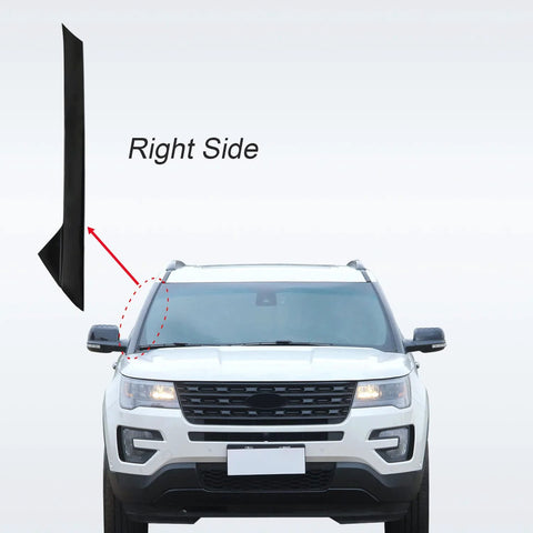 A-pillar front molding windshield outer trim, right passenger side for Ford Explorer 2011–2019; black, 1 pack.