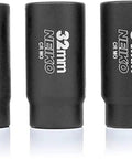 Heavy Duty 5 Piece 12 Point Socket Set 1/2 Drive for Axle Nut and Lug Nut Removal, Cr-Mo Impact Set with Reducer 3/4 to 1/2