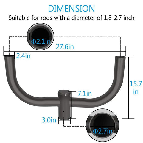 Dual Bullhorn Mounting Bracket For Two LED Parking Lot Lights dimensions diagram showing length and diameter measurements.