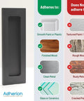 6 Inch Finger Flush Pulls For Closet Pocket And Sliding Barn Door Handle Set With Rectangular Plate Recessed Pull Matte Black Finish
