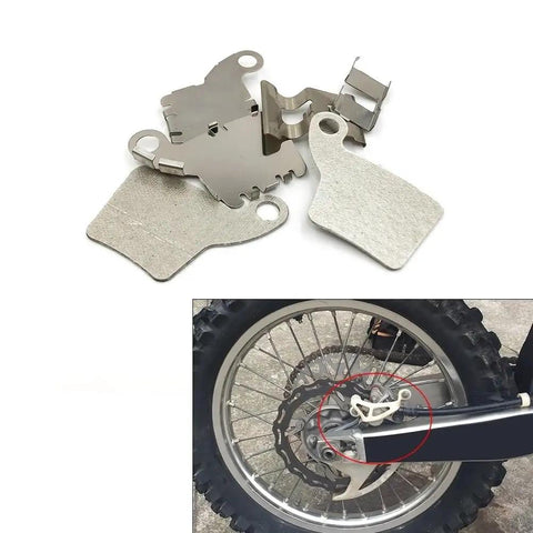 Disc Brake Pads For Motorcycle Front And Rear Calipers With Pin And Spring Kit Off Road Bikes Ready To Roll Quiet Braking And Noise Reduction For Smoother Rides Durable High Performance Pads installed on rear dirt bike wheel