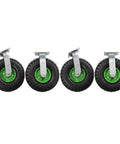 Heavy Hitter 10 Inch Pneumatic Caster Wheels Badass Inflatable Rubber Tires With Galvanized Brackets shown from front view.