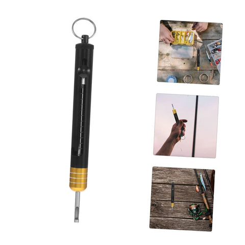 KICHOUSE fishing detacher tool with black handle, gold grip, stainless needle and key ring