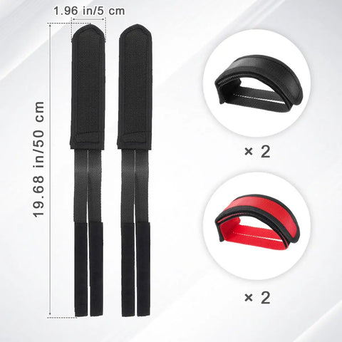 4 Piece Bike Pedal Straps With Adjustable Toe Clips For Fixed Gear Road BMX And MTB Bikes Anti Slip Nylon Straps With Double Adhesive In Red And Black