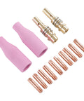 Pro Grade MIG Welding Gear Kit 14Pcs Copper Ceramic Plasma Torch Parts Set with 2 ceramic cups, 2 rods, 10 contact tips for 15AK.
