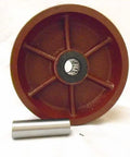 Make Moving Heavy Loads A Breeze With Hella Tough 6 Inch Ductile Steel Swivel Caster featuring a red steel wheel and bearing.