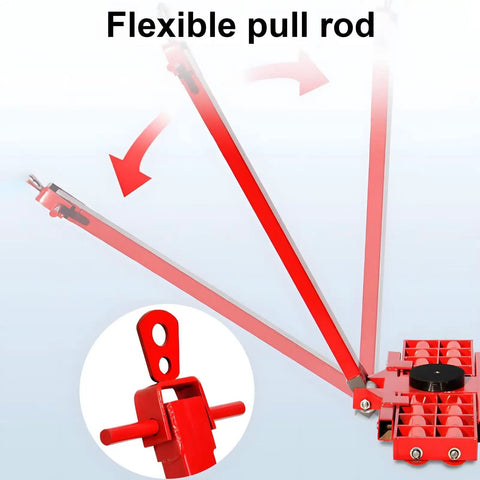 Heavy Duty 64 Ton Machine Skate Dollies With Hardcore Steel Wheels And Fast Lock Hooks For Zero Hassle Industrial Gear Moving Around The Shop Without A Sigh, showcasing flexible pull rod mechanism.
