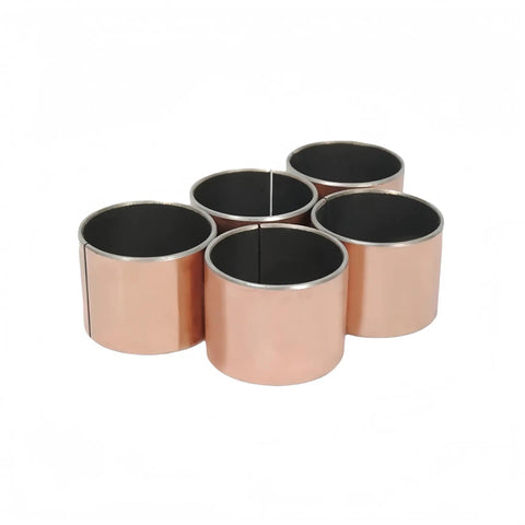 Ten Pack Of SF1 Self Lubricating Bushings 20Mm X 15Mm Oilless Sleeves in copper and black, showcasing durability for heavy machinery use.