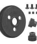 48P 86T spur gear set with 19T and 21T pinions for 1/10 RC cars, screws included, upgrade kit for Traxxas Slash 2WD and Rustler 2WD.