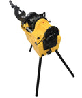 Heavy Duty Electric Pipe Threading Machine Half To Two Inch NPT Threader 220V Power shown from above on tripod legs.