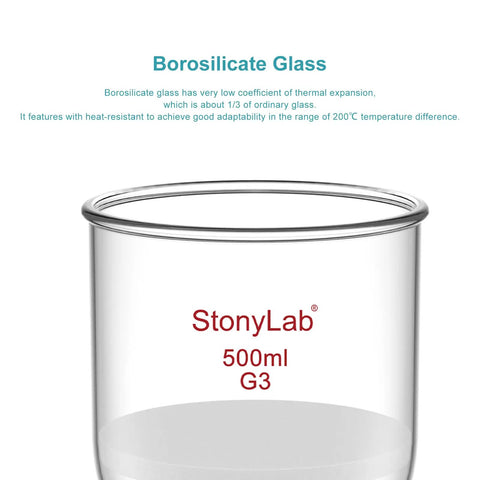 Borosilicate Glass Buchner Filtering Funnel With Fine Frit G3 94mm ID 100mm Depth 24/40 Standard Taper Inner Joint 500ml Capacity