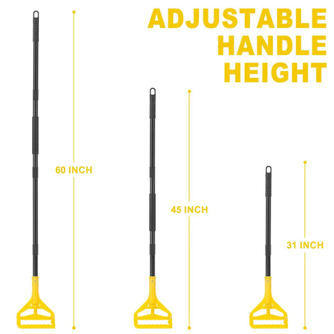 Heavy Duty 60 Inch Mop Handle Designed For Commercial And Household Floor Cleaning Via Adjustable Thumb Wheel Clamp with adjustable height