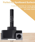 Beefy CNC Spoilboard Surfacing Router Bit With 1/4 Inch Shank And 1-1/2 Inch Cutting Diameter, carbide insert, two-wing design.