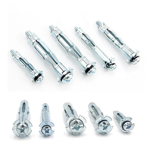Wall Anchor Setting Tool With 18Pcs Molly Bolt Hollow Drive Screws Assortment Kit showing 12 metal anchors in various sizes