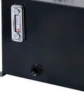 Close-up of 10 Gallon Welded Steel Hydraulic Reservoir Tank 14 Gauge Metal Construction Black Finish With 2 Inch Suction Port