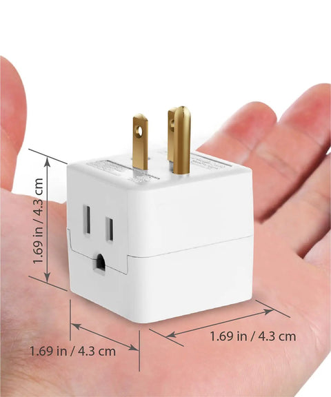 Right Angle 3 Outlet Plug Adapter, 90 Degree Wall Outlet Splitter Cube Tap, 3 Prong Grounded, 125VAC, ETL Listed, Space Saving Power Expander, Must Have For Home Dorm Or Travel, 3 Pack