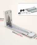 Heavy Duty Stainless Steel Countertop Brackets Built Tough As Nails For Wall Mount Floating L Shape Shelving With Brushed Silver Finish shown at 600mm