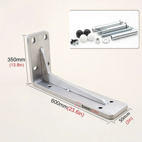 Heavy Duty Stainless Steel Countertop Brackets Built Tough As Nails For Wall Mount Floating L Shape Shelving With Brushed Silver Finish shown at 600mm