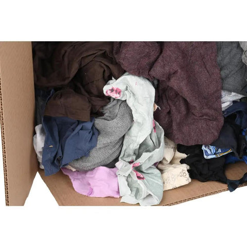 Low Lint Reclaimed Cotton Polo Shop Rags, Assorted Colors in 10 Pound Box, Eco Friendly Upcycled Towels